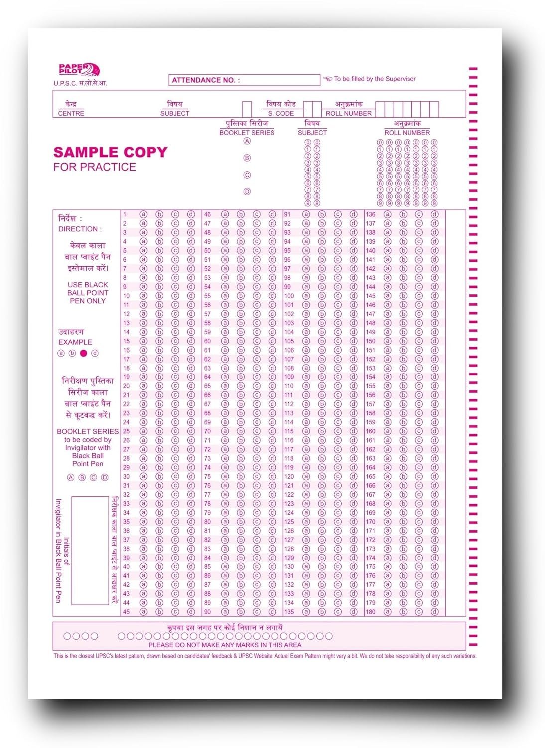 OMR Sheet PDF
PaperPilot Upsc Omr Sheet Prelims 2025