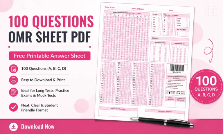 100 Questions OMR Sheet