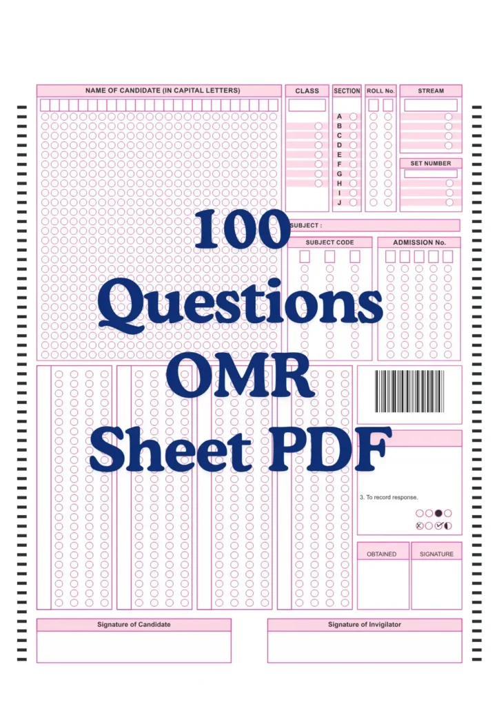 100 Questions OMR Sheet PDF