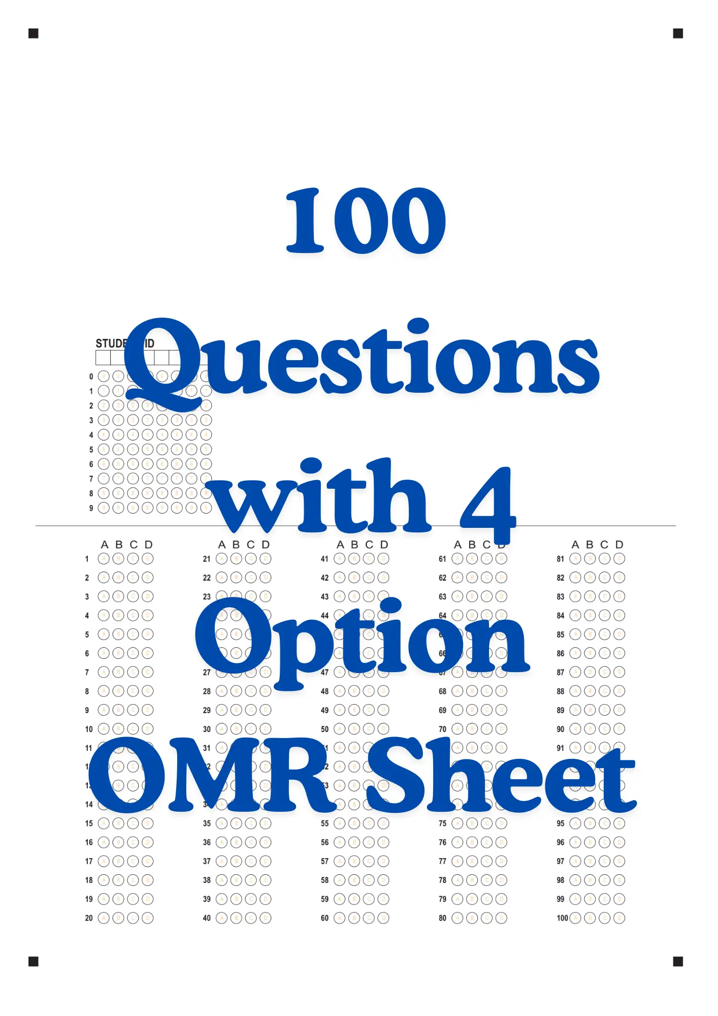 OMR Sheet PDF 100 Questions with 4 Option OMR Sheet