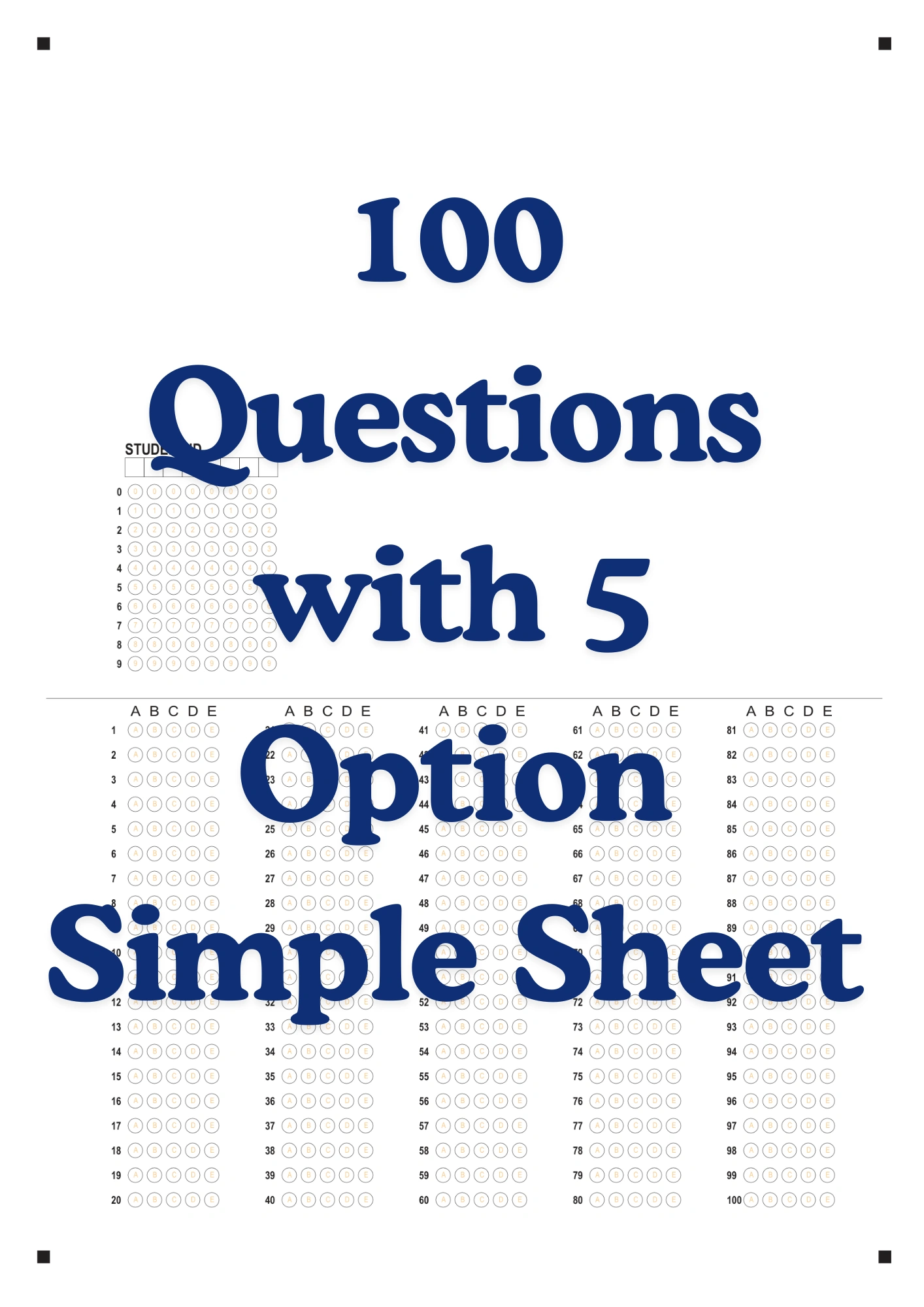 OMR Sheet PDF 100 Questions with 5 Option Simple Sheet