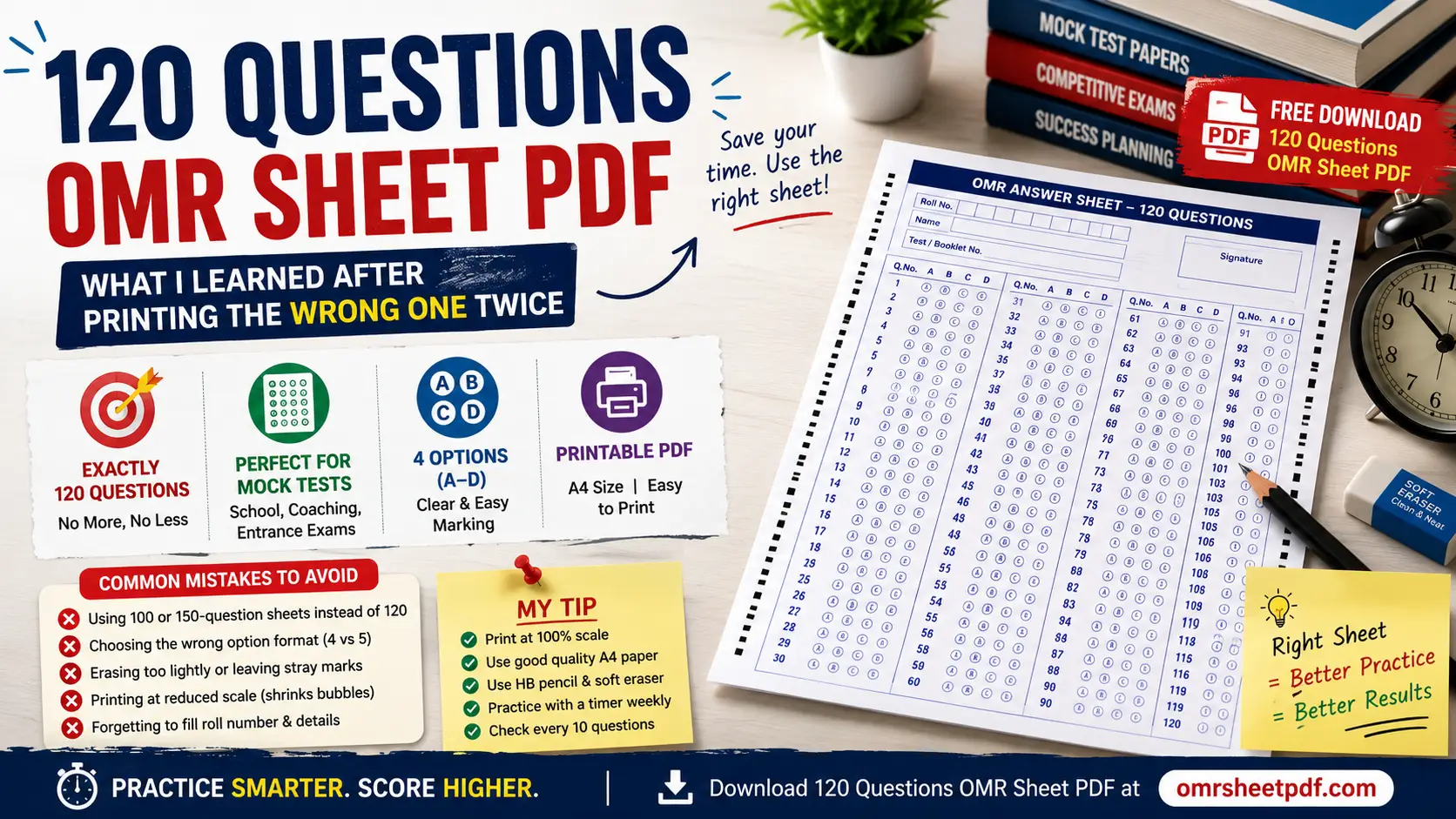 120 Questions OMR Sheet PDF 2026