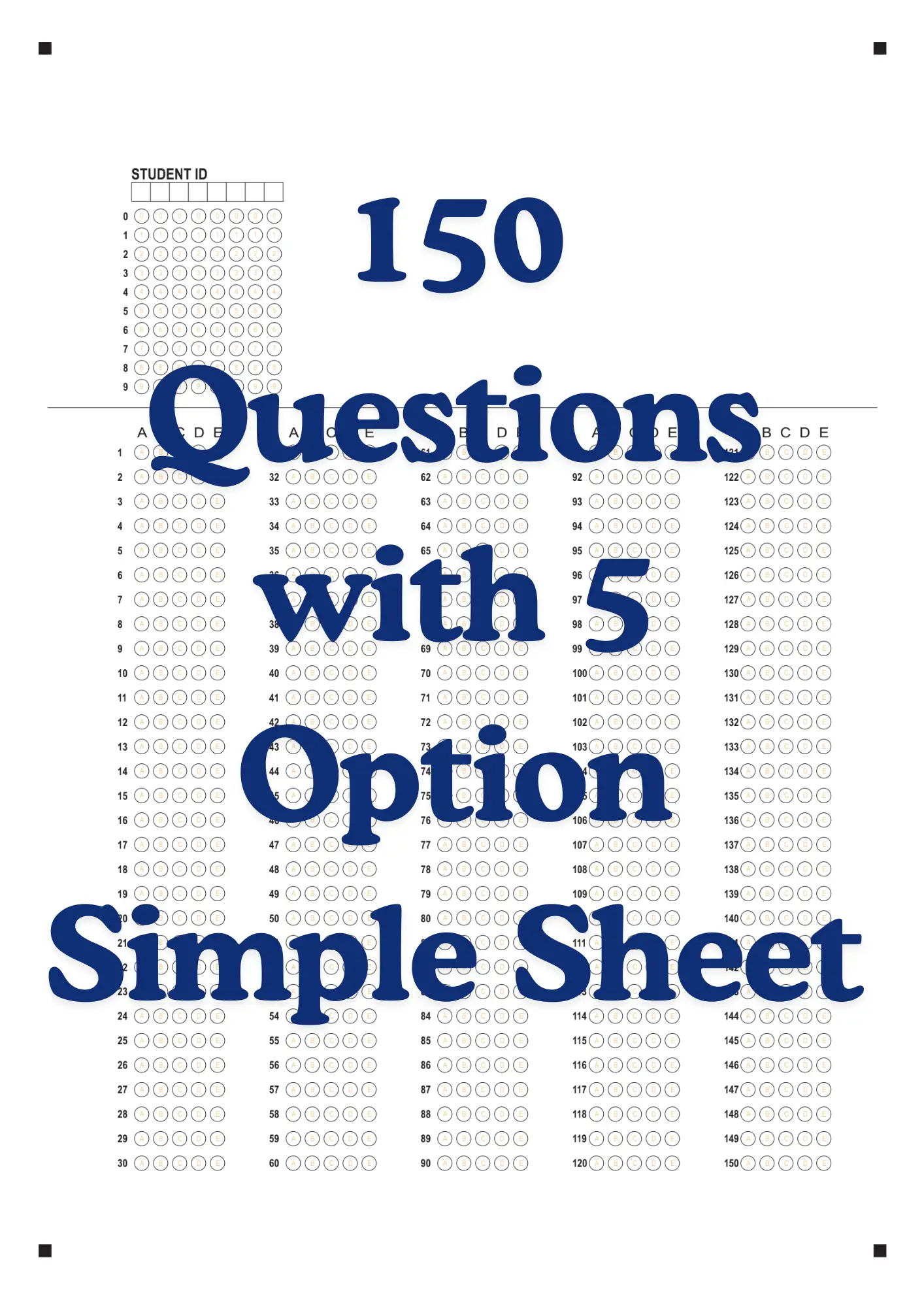 OMR Sheet PDF 150 Questions with 5 Option Simple Sheet