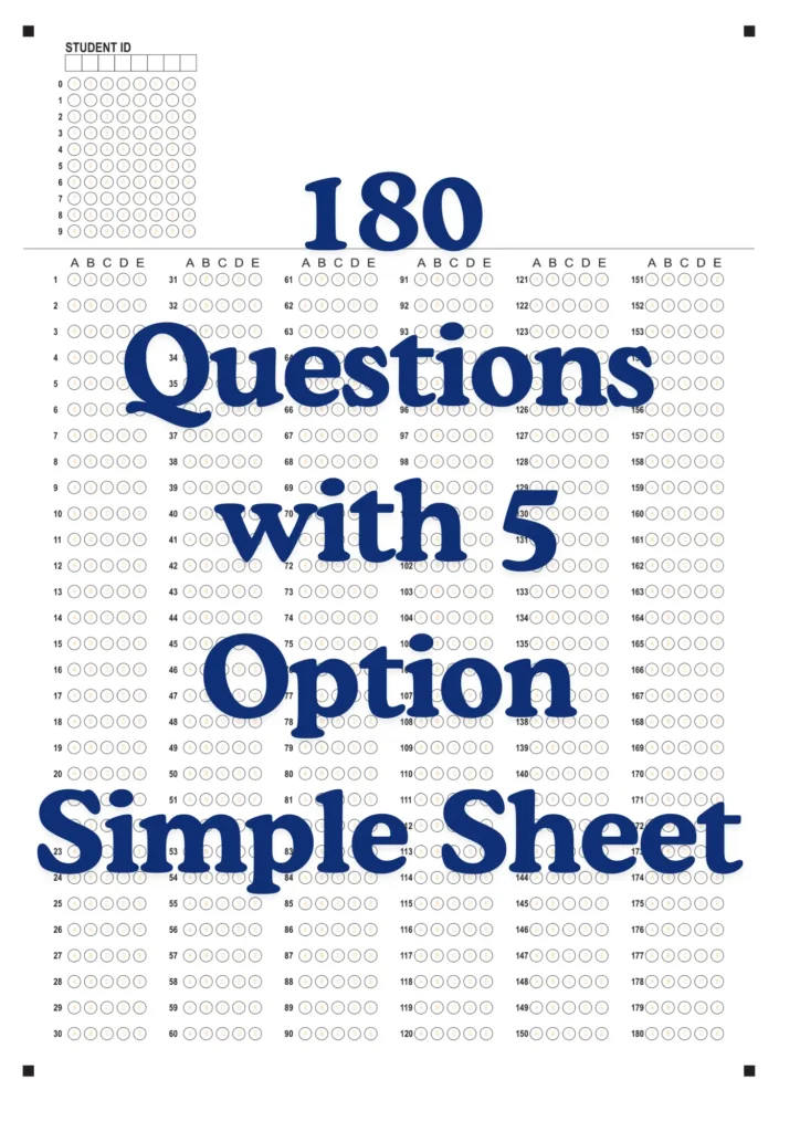 OMR Sheet PDF 180 Questions with 5 Option Simple Sheet