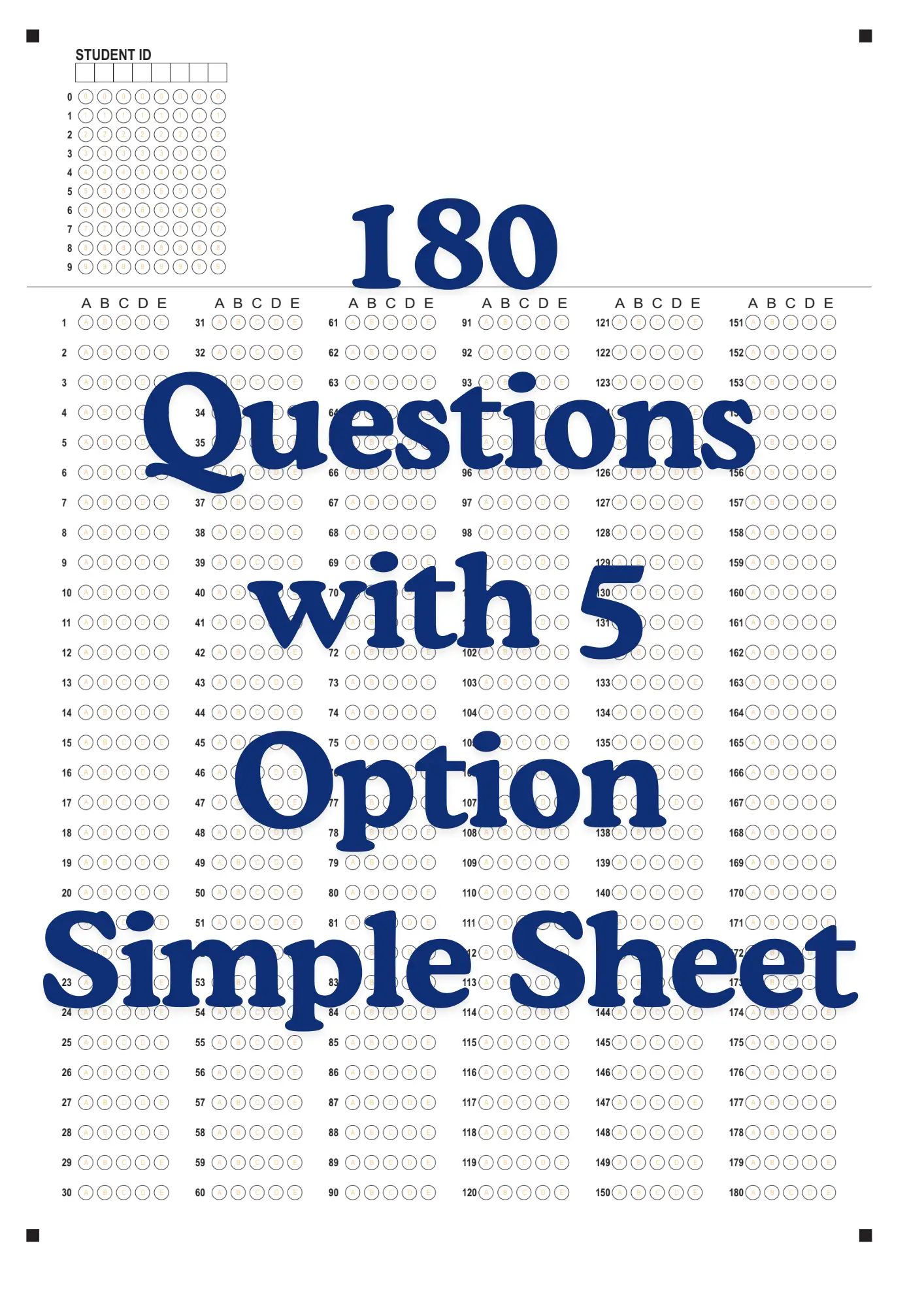 OMR Sheet PDF 180 Questions with 5 Option Simple Sheet