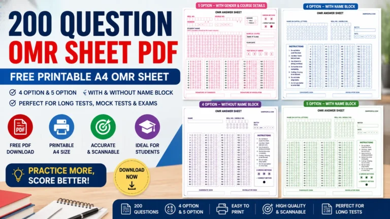 200 Question OMR Sheet PDF