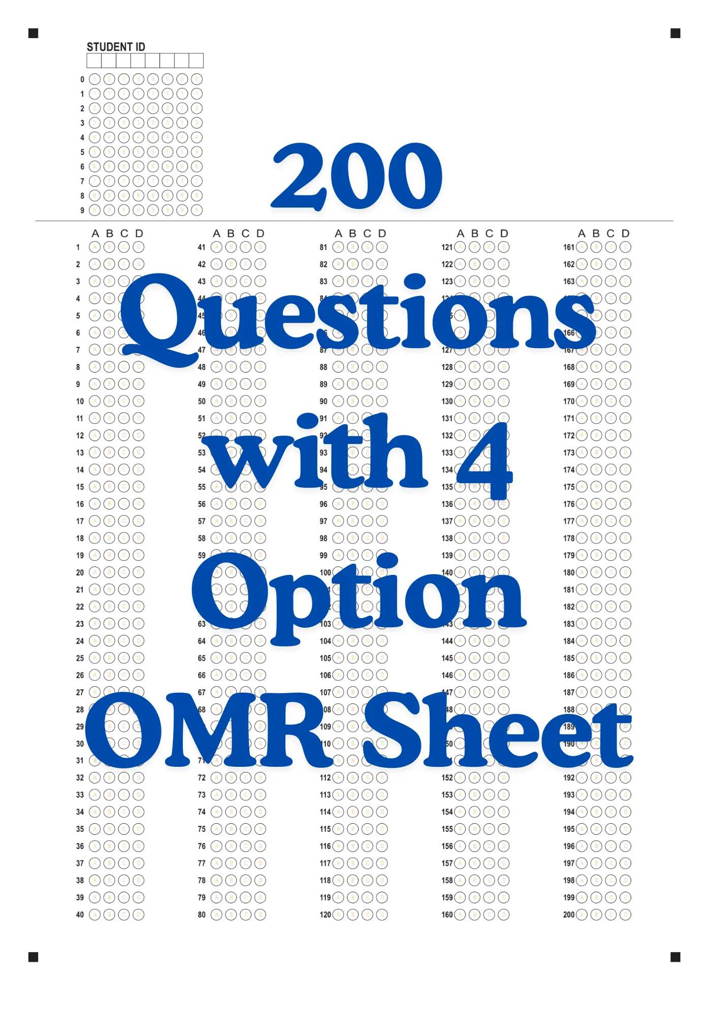 OMR Sheet PDF 200 Questions with 4 Option OMR Sheet