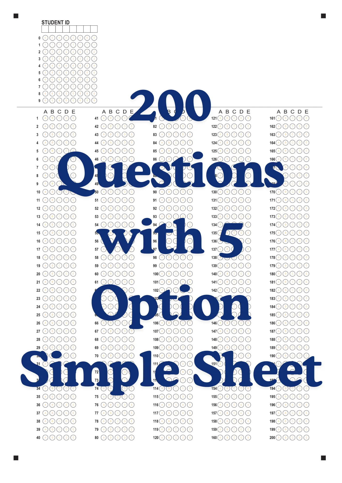 OMR Sheet PDF 200 Questions with 5 Option Simple Sheet