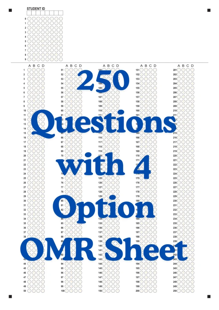 OMR Sheet PDF 250 Questions with 4 Option OMR Sheet