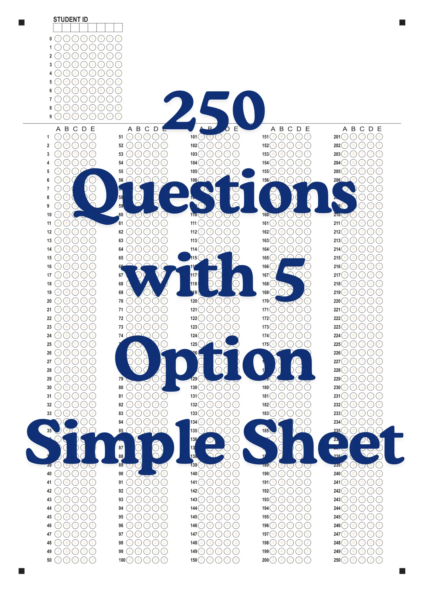 OMR Sheet PDF 250 Questions with 5 Option Simple Sheet