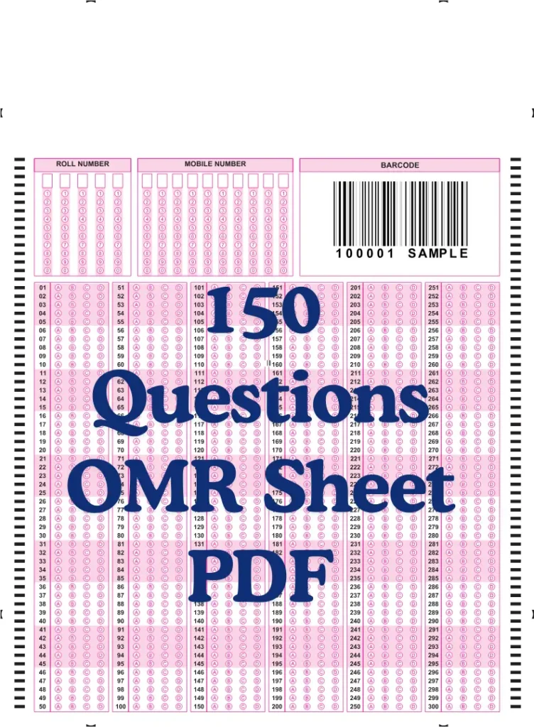 OMR Sheet PDF 300 Questions OMR Sheet PDF