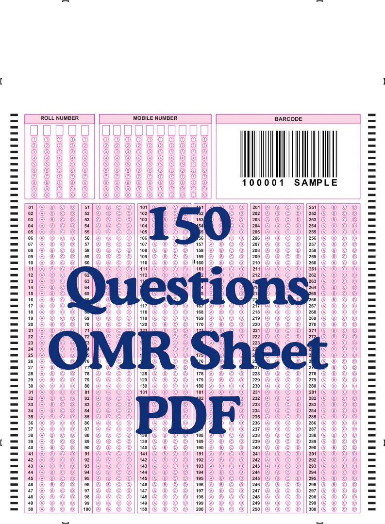 OMR Sheet PDF 300 Questions OMR Sheet PDF