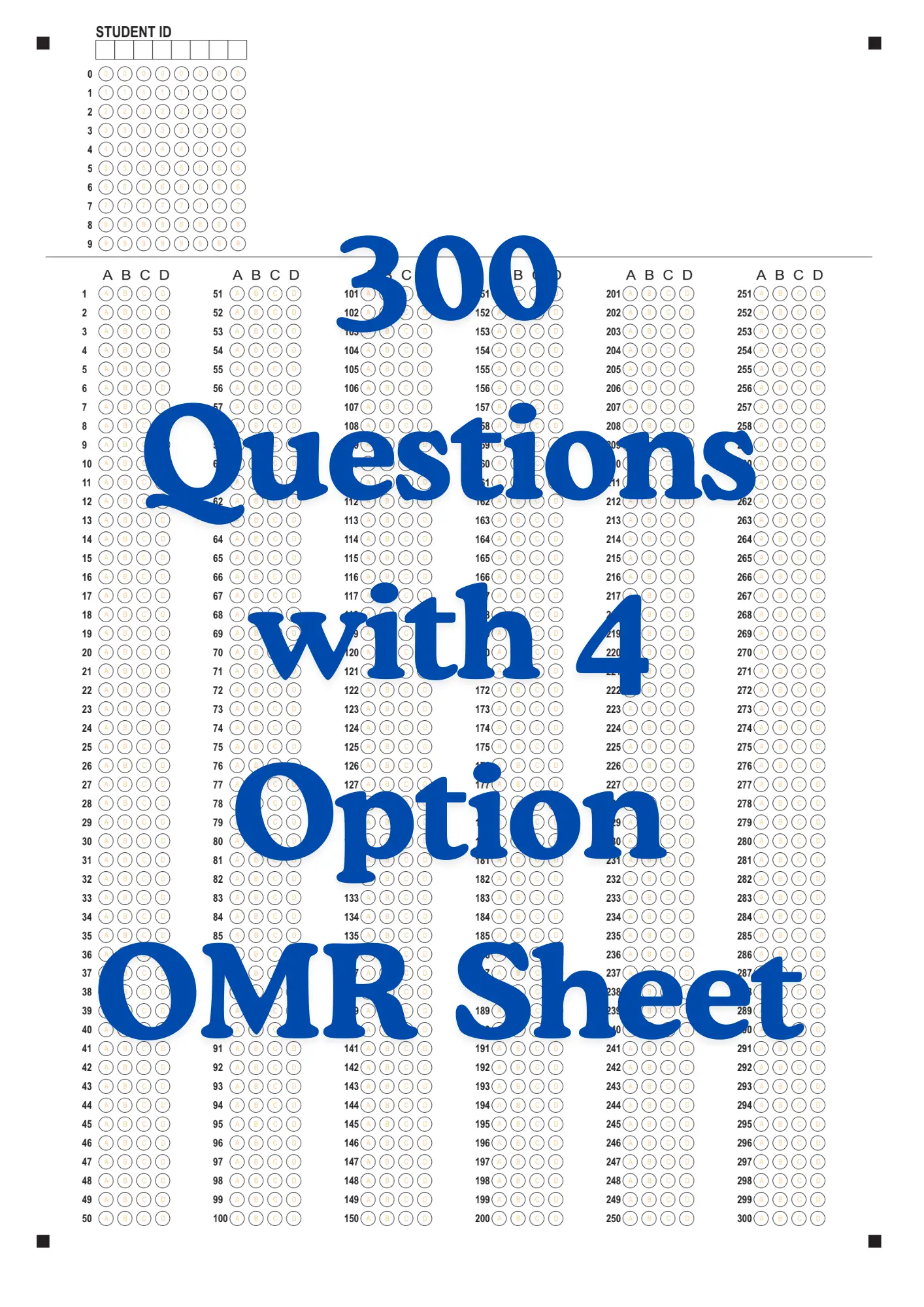 OMR Sheet PDF 300 Questions with 4 Option OMR Sheet