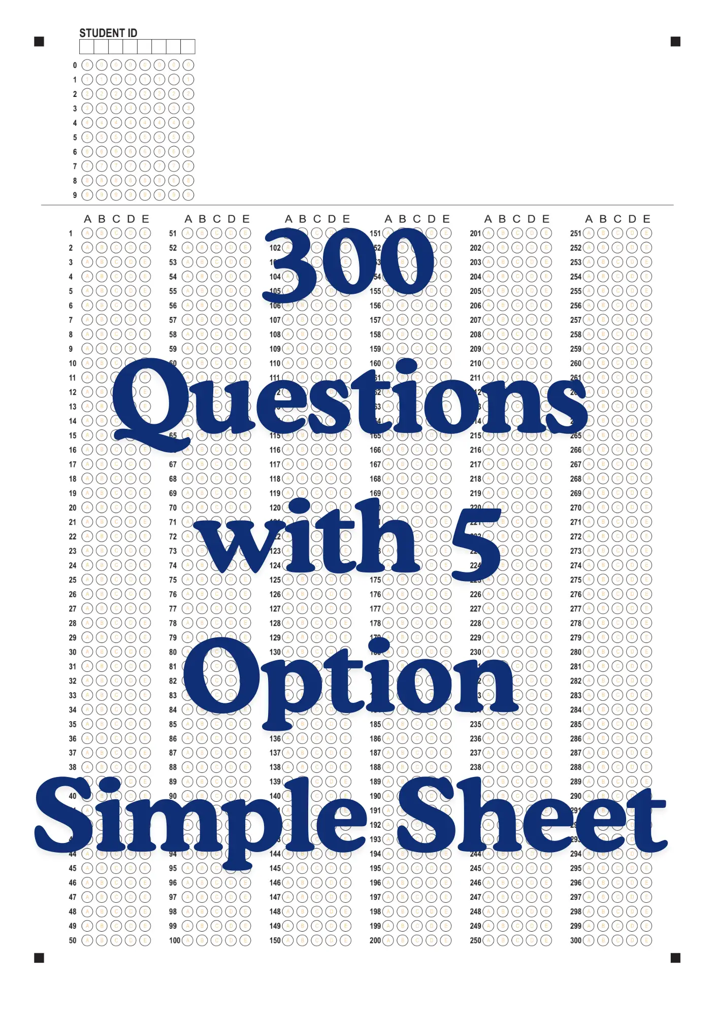 OMR Sheet PDF 300 Questions with 5 Option Simple Sheet