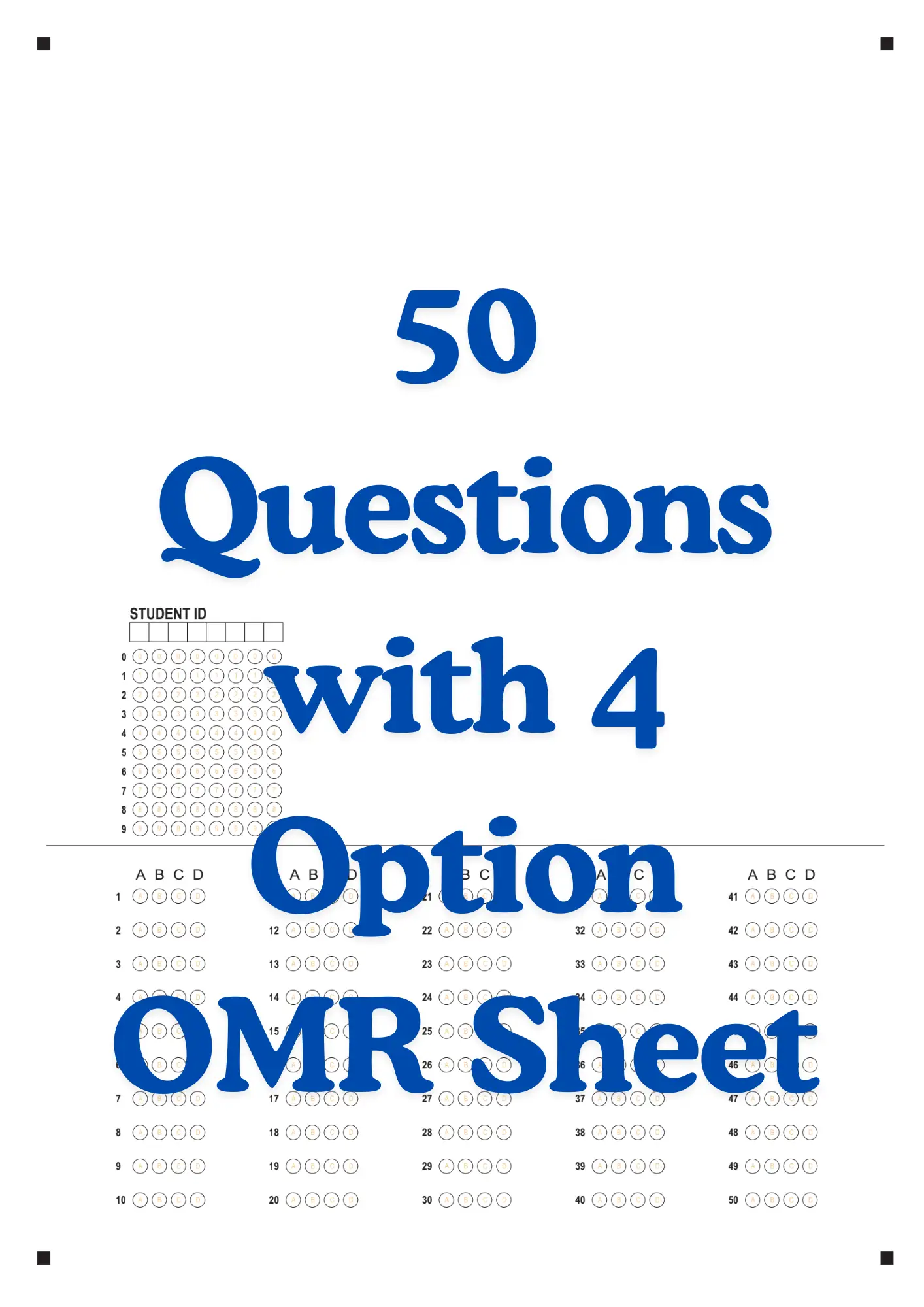 OMR Sheet PDF 50 Questions with 4 Option OMR Sheet