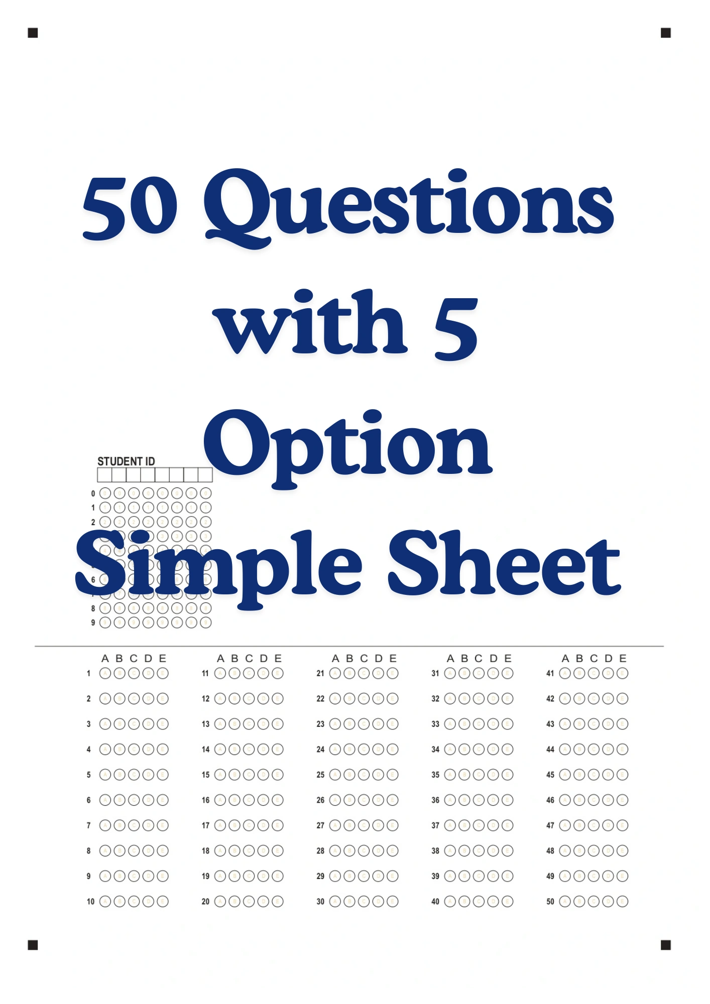 OMR Sheet PDF 50 Questions with 5 Option Simple Sheet