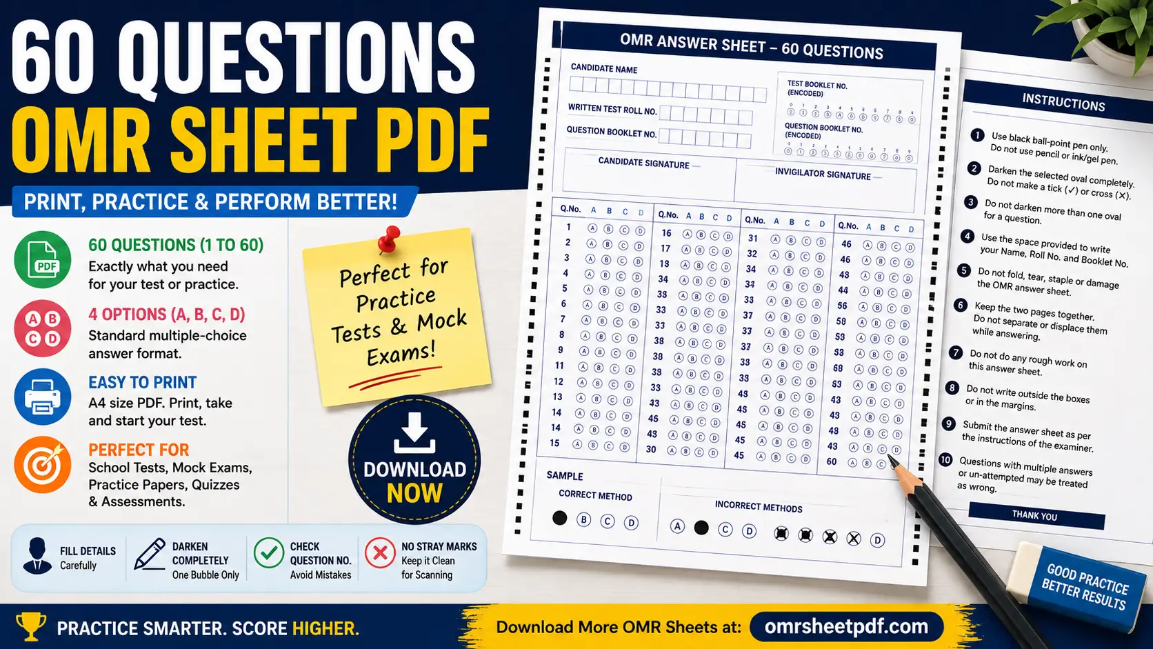 60 Questions OMR Sheet PDF 2026