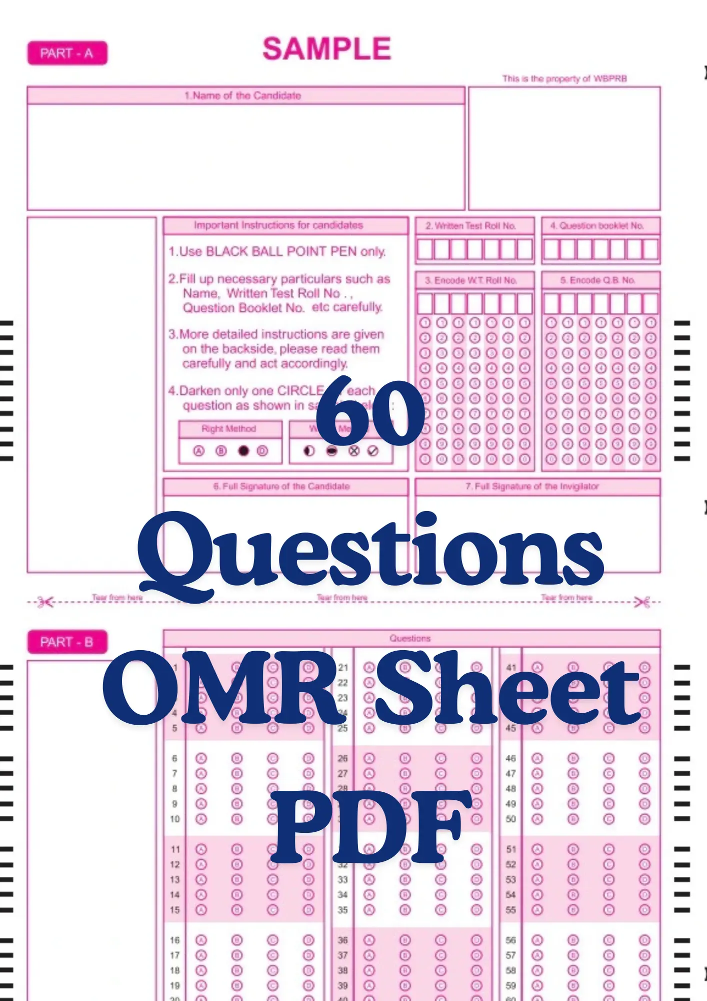 OMR Sheet PDF 60 Questions OMR Sheet PDFs