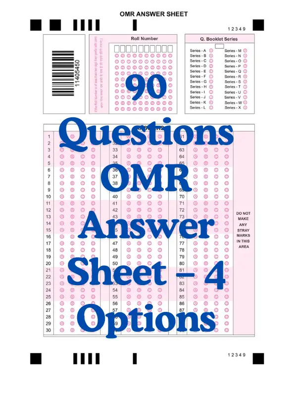 OMR Sheet PDF 90 Questions OMR Answer Sheet – 4 Options