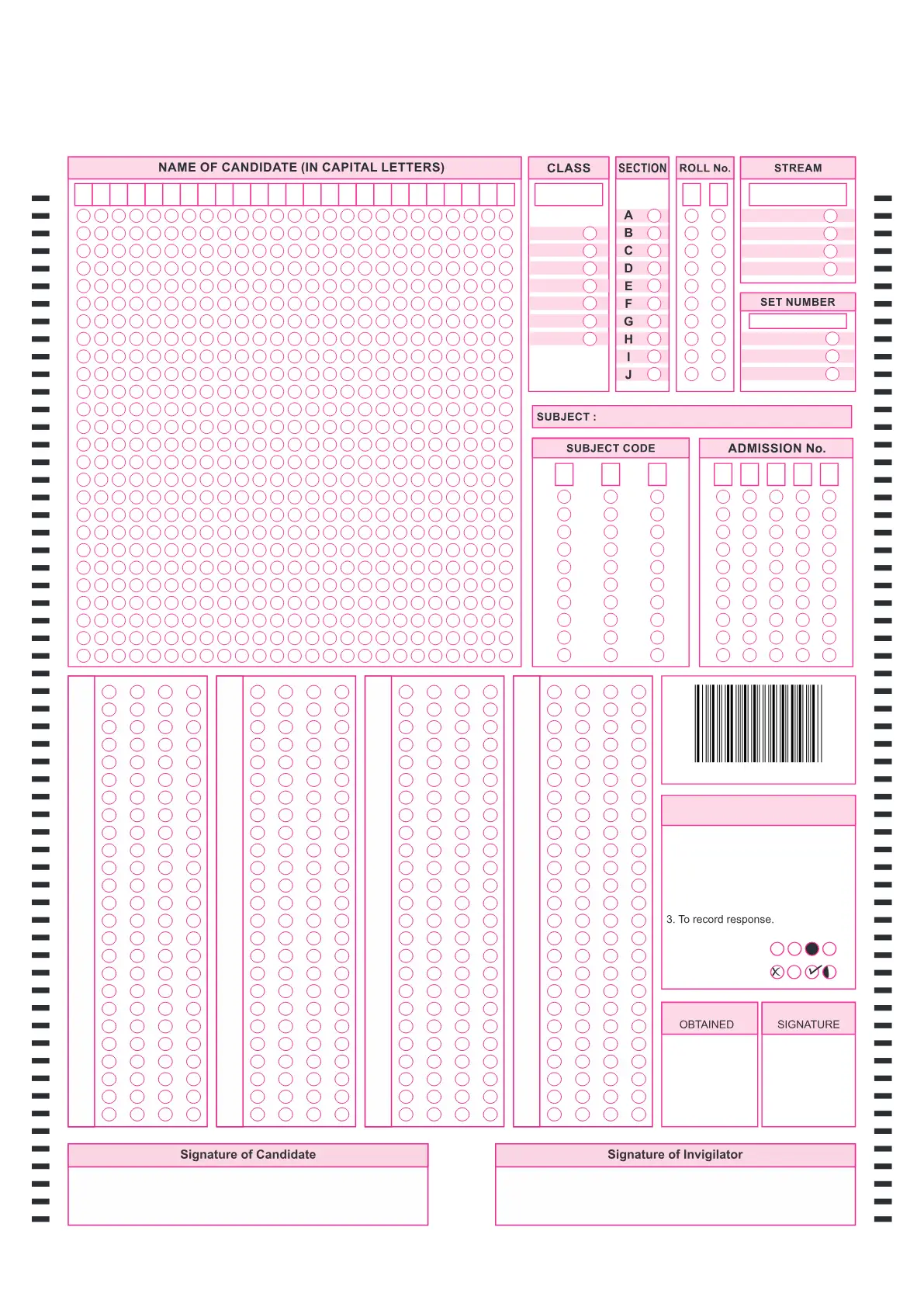 A4 Size 100 Question OMR Sheet PDF Free Download A4 Size 100 Question OMR Sheet