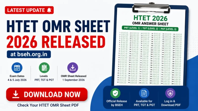 HTET OMR Sheet 2026 Released at bseh.org.in, Download PRT, TGT and PGT PDF Here
