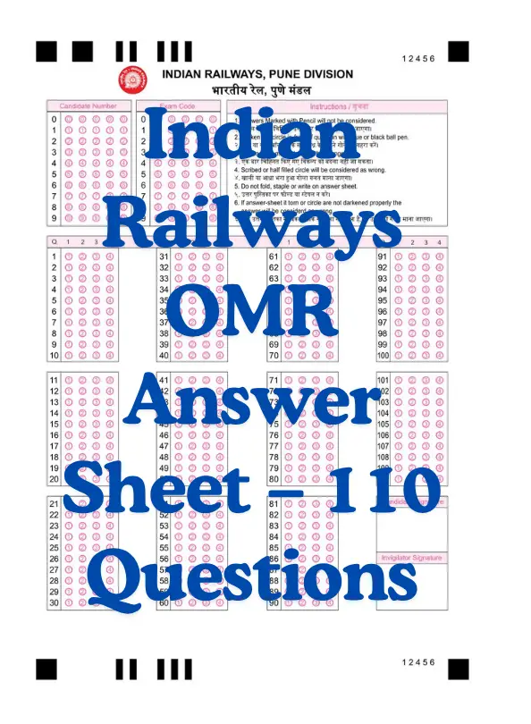 Indian Railways OMR Sheet – 110 Questions PDF Download Indian Railways OMR Answer Sheet – 110 Questions