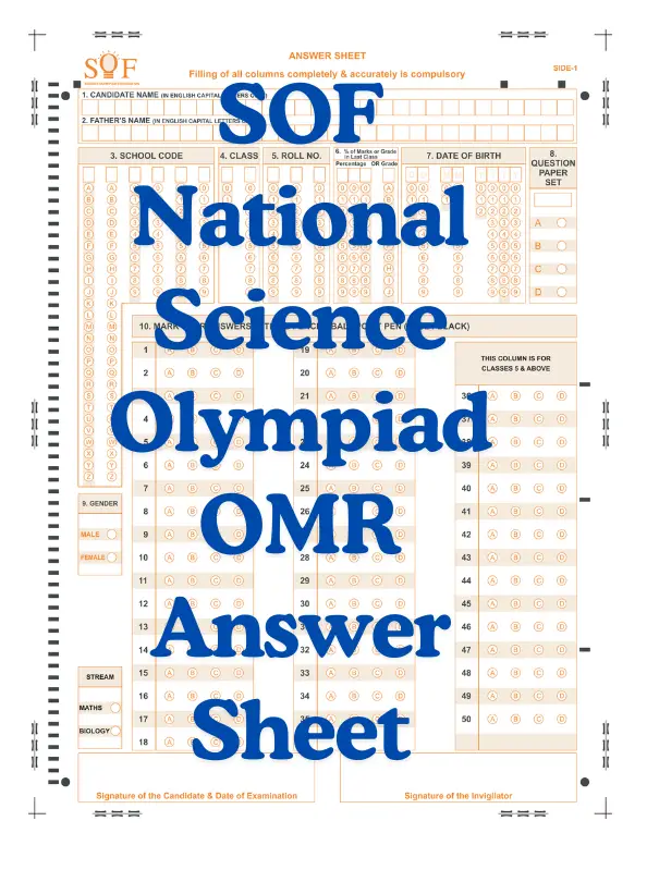 SOF National Science Olympiad OMR Answer Sheet