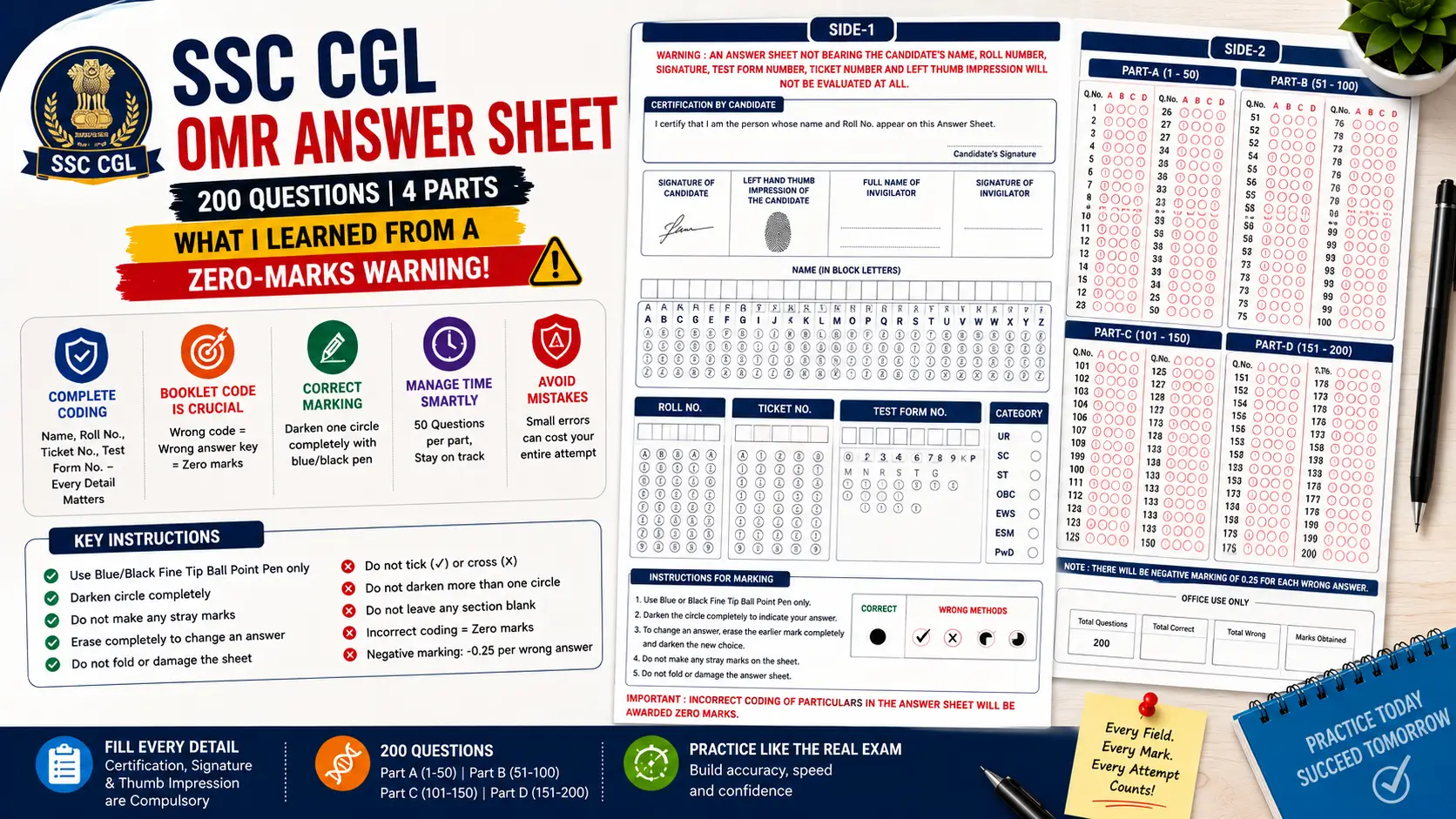 SSC CGL OMR Answer Sheet