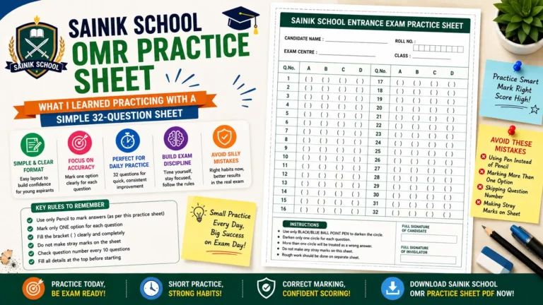Sainik School OMR Practice Sheet 2026