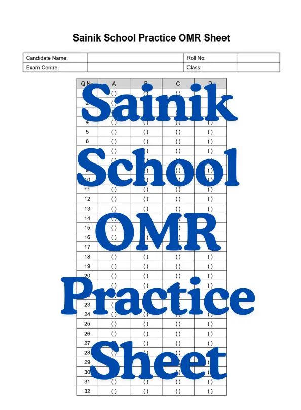 Free Sainik School OMR Practice Sheet: What I Learned Practicing With a Simple 32-Question Sheet Sainik School OMR Practice Sheet 2026