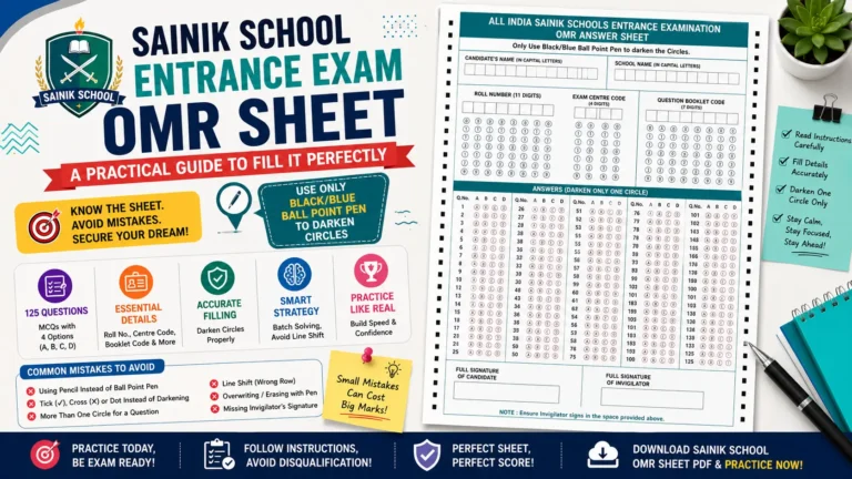 Sainik School OMR Practice Sheet