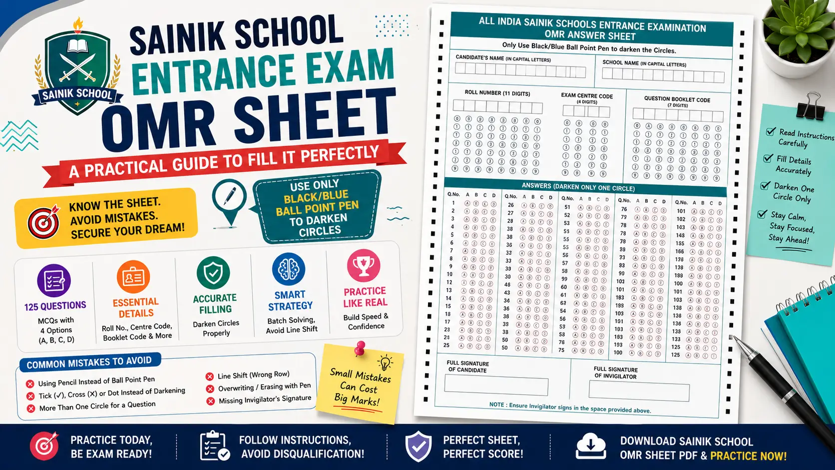 Sainik School OMR Practice Sheet